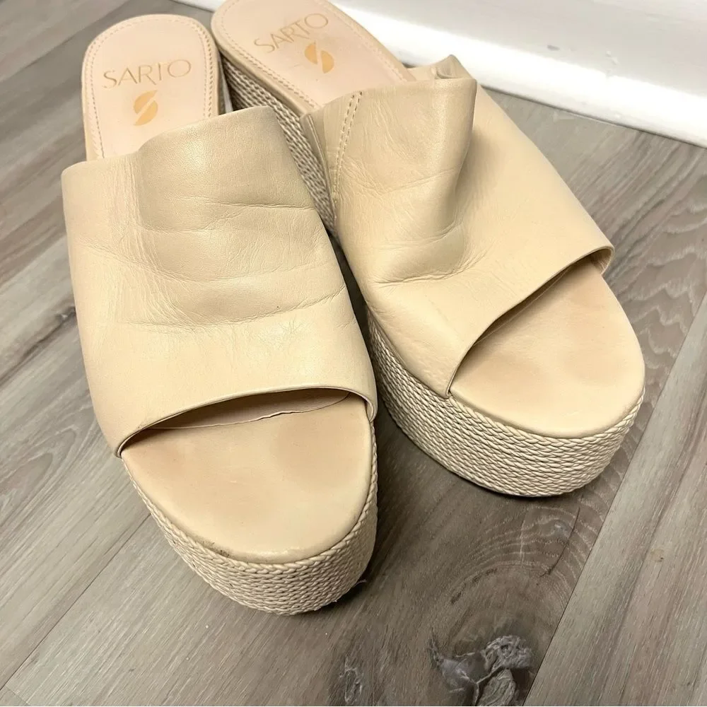 Sarto by Franco Sarto Sandals Women's 8.5 Coco‎ Leather Slip-On Platform Heels